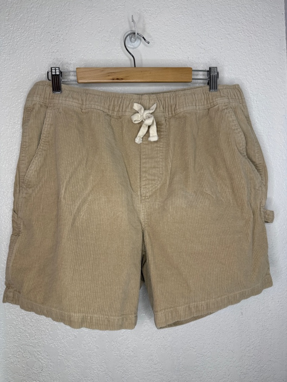 Valor Collective Corduroy Shorts Neutral Tan Elastic Waist Cotton Large
